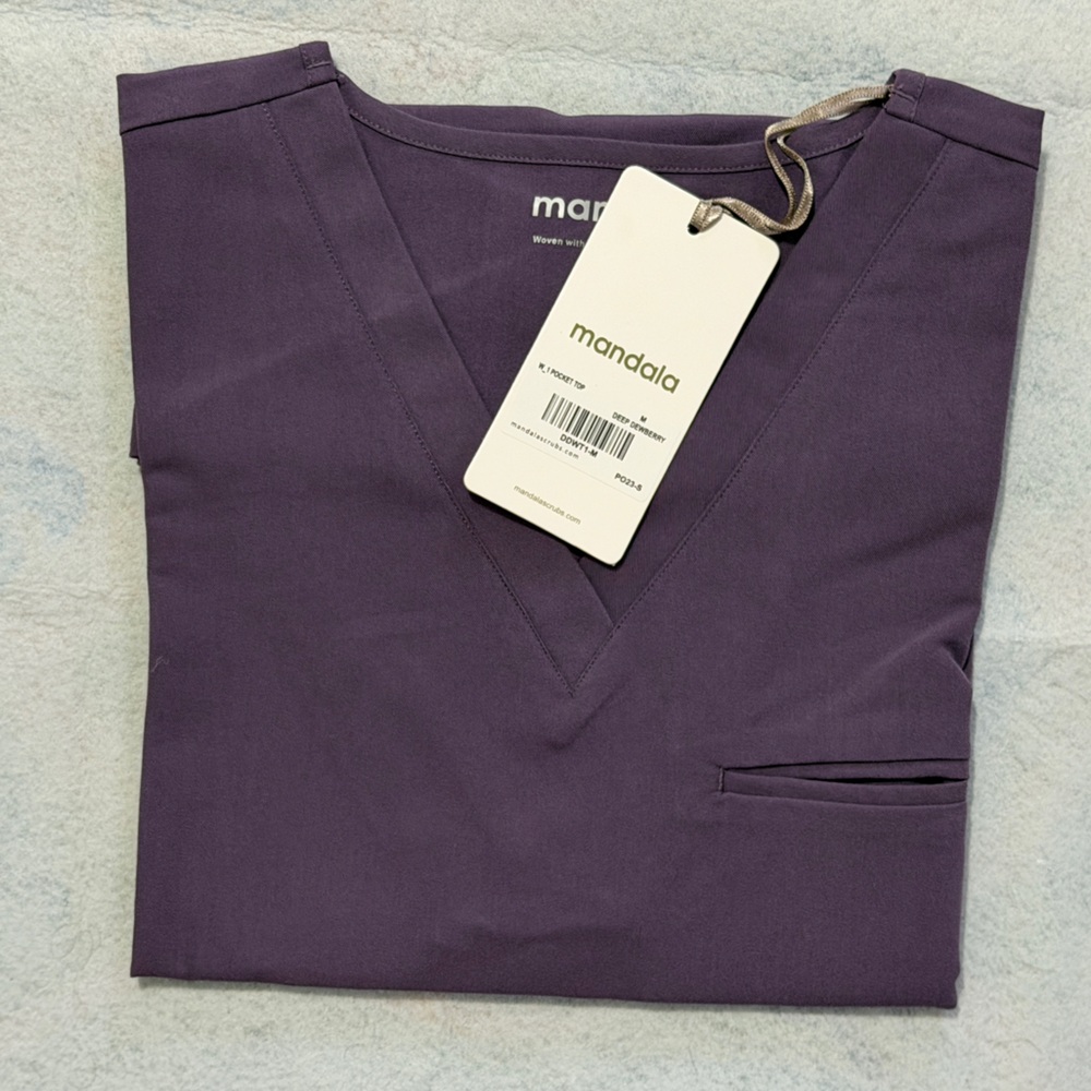 Mandala scrub top in color Deep Mulberry